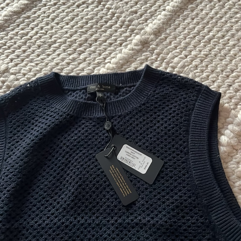 NWT! RAG & BONE Carson pointelle-knit cotton and cashmere-blend vest - Picture 5 of 6